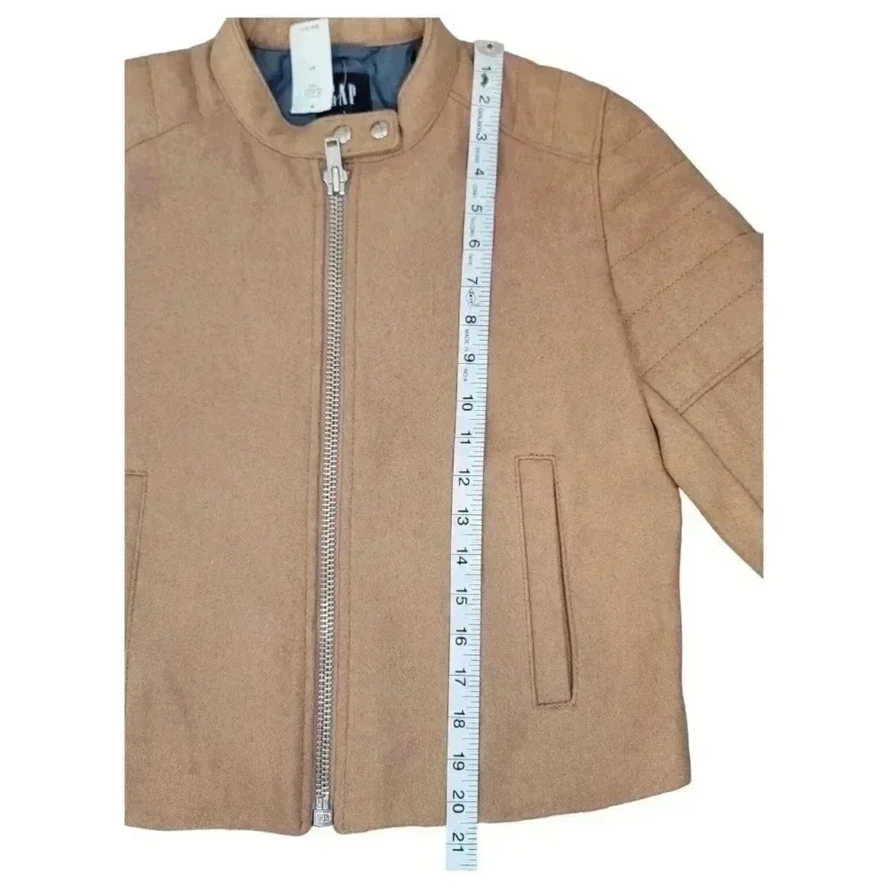 GAP Womens Vintage Moto Biker Wool Blend Tan Quilted Cropped Jacket Coat Small - Picture 15 of 15